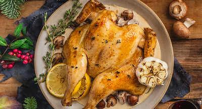 Roasted Chicken with White Wine Mushroom Cream