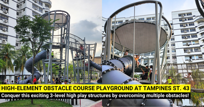 Tampines Street 43 Playground - Explore a Thrilling High-Element Obstacle Course Playground at