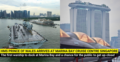 Catch a Glimpse of the UK Aircraft Carrier - HMS Prince of Wales Docked at Marina Bay Cruise Centre