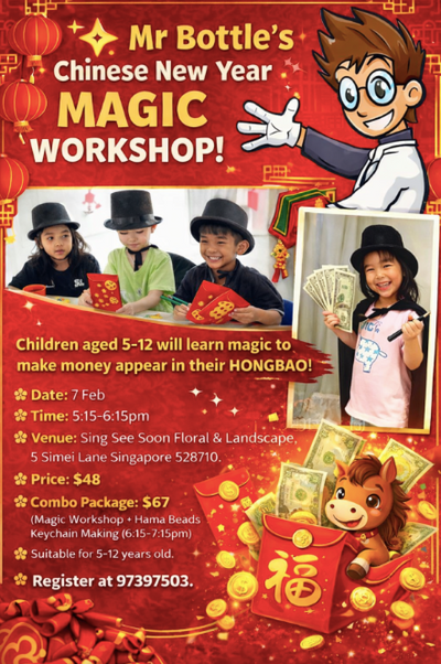 Chinese New Year Craft Workshop: Magic Workshop + Hama Beads Keychain Making (5 - 12 Years Old)