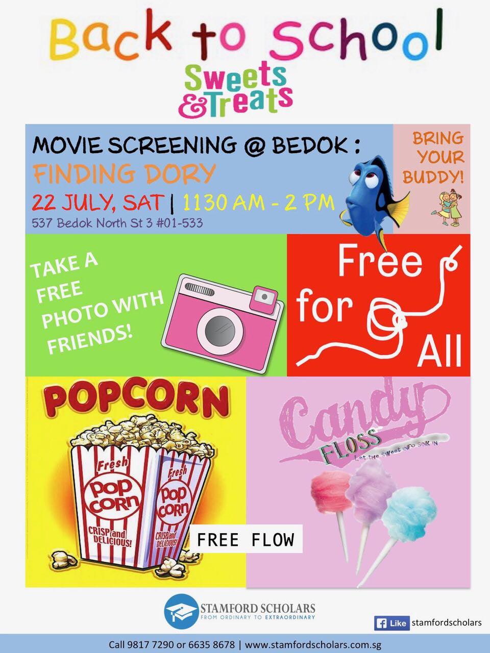 Things to do this Weekend: Free Movie Screening, Popcorn and Candy Floss @ Stamford Scholars Bedok - BYKidO