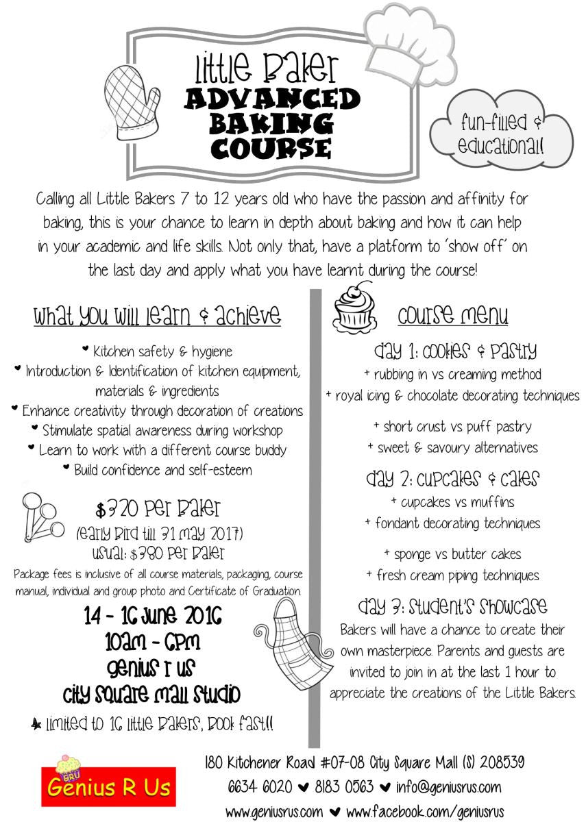 Things to do this Weekend: Advance Baking Course with Genius R Us - BYKidO