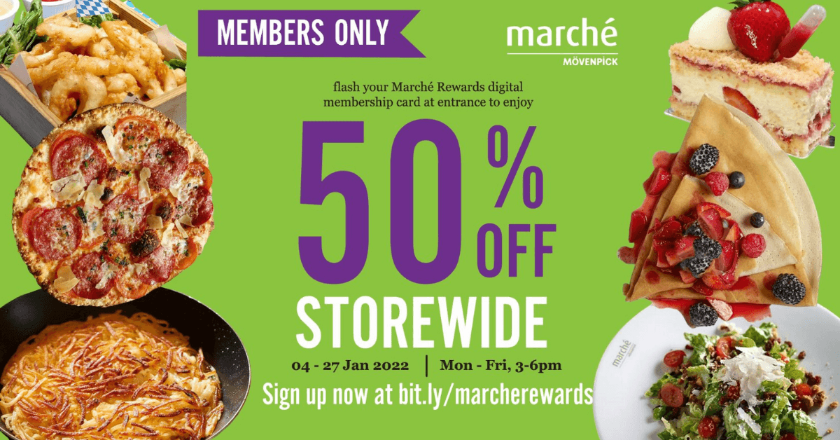 Marché S’pore has 50% OFF all food items storewide on weekdays till Jan 27