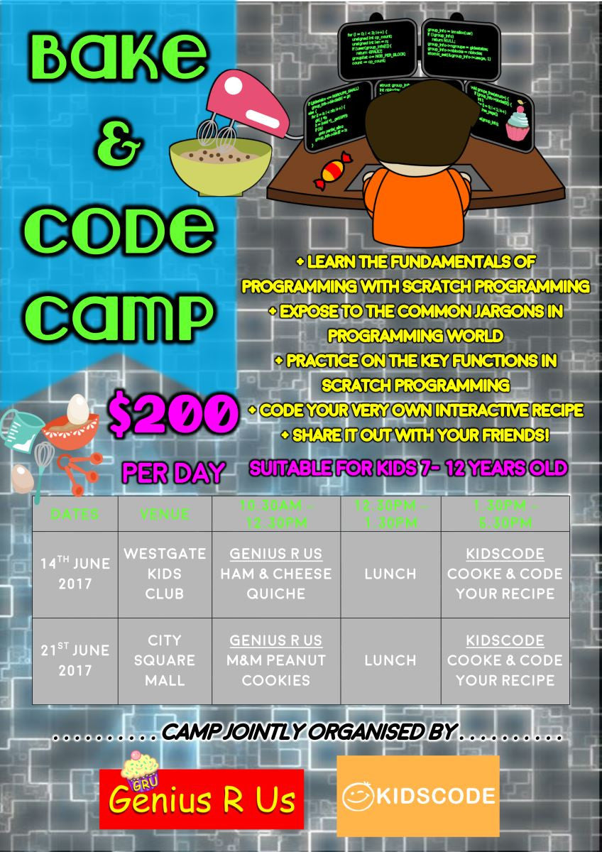 Things to do this Weekend: Bake and Code Camp with Genius R Us - BYKidO