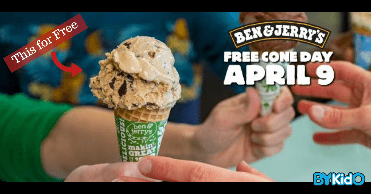 Free Ice Cream Cone from Ben & Jerry's | April 9th 2019 - BYKidO