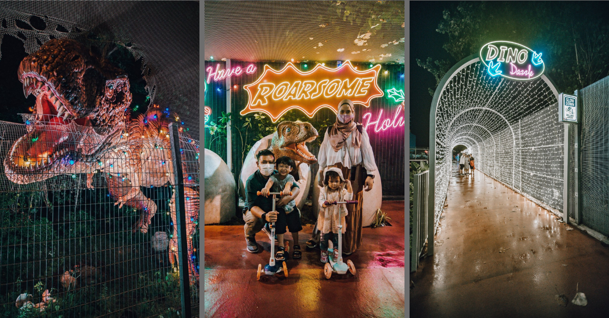 The Changi Jurassic Mile Lights-Up For Christmas | Dino Dazzle! - BYKidO