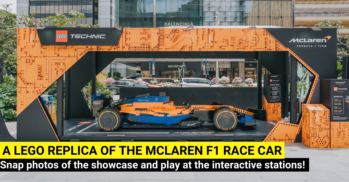 A LEGO Replica Of The McLaren Formula 1 Race Car Pops Up At Ngee Ann City Civic Plaza