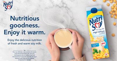 A Convenient Cup Of Warm Soya Milk With F&N NutriSoy