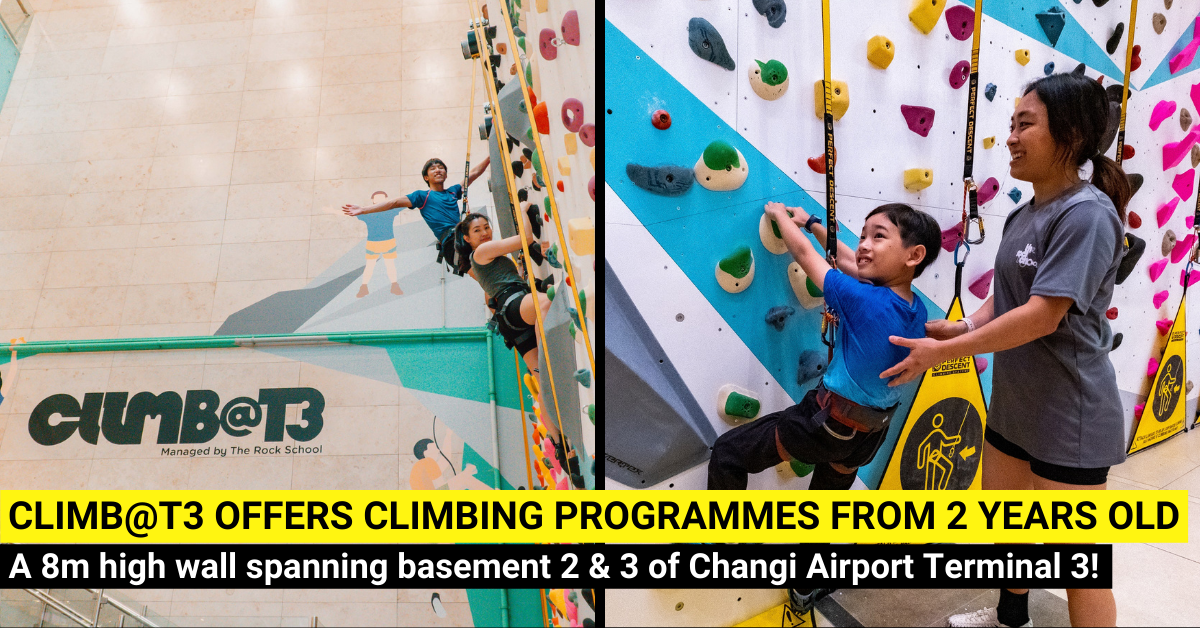 Climb@T3 - 8m Tall Rock Climbing Attraction at Changi Airport Terminal 3
