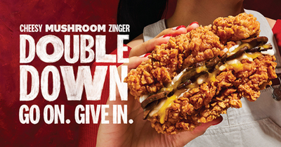 KFC Launches the NEW Cheesy Mushroom Zinger Double Down!