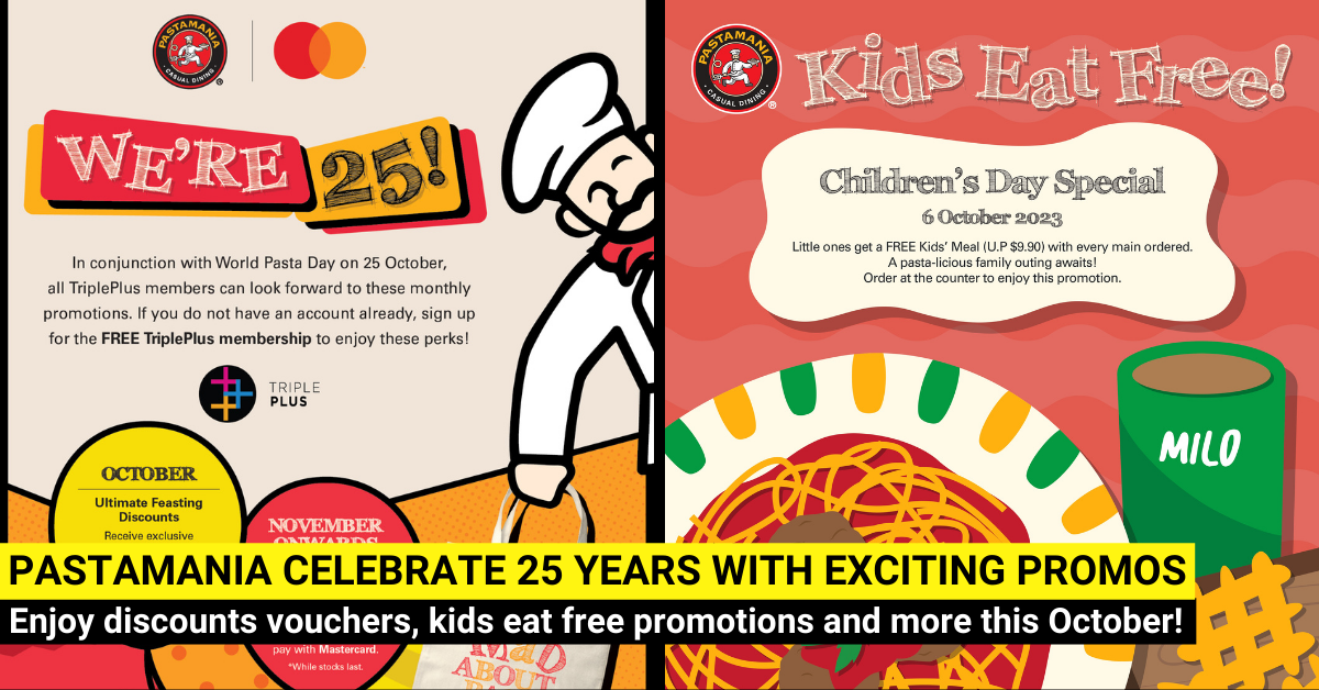 PastaMania Celebrates 25 Years with Discount Vouchers, Kids Eat Free Promo and Chance to Win an iPhone Pro 15!