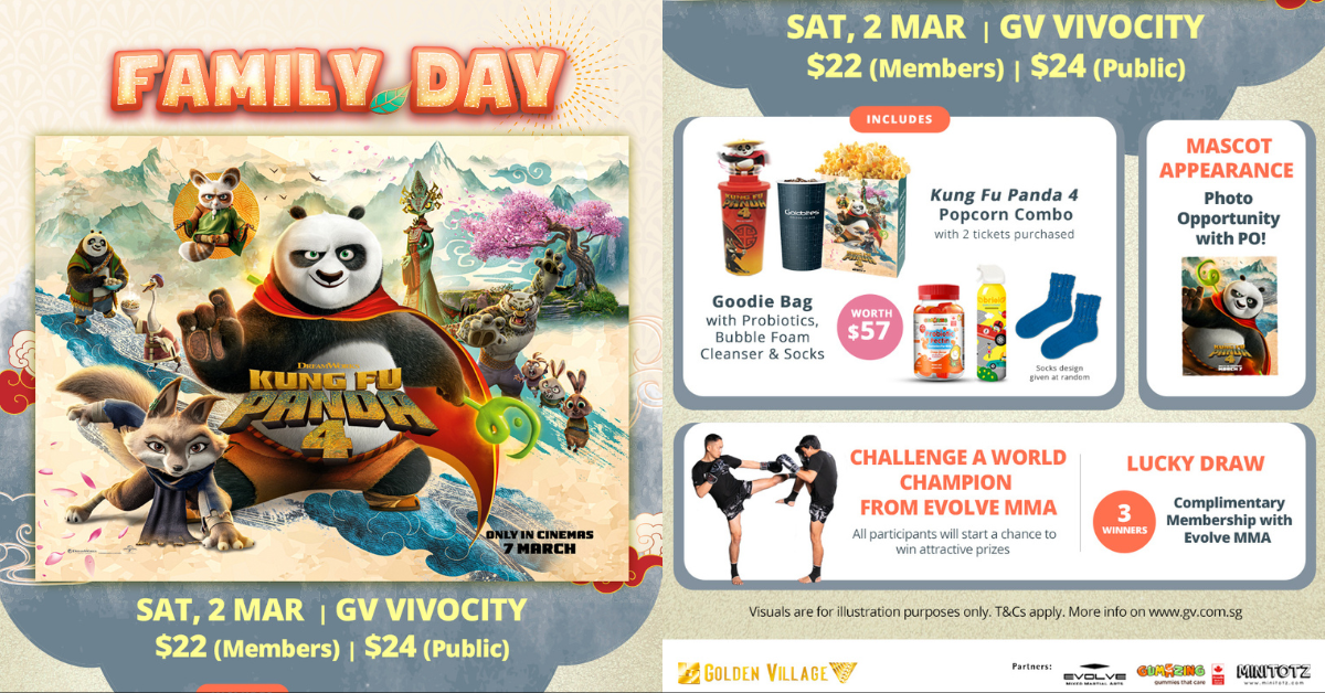 Golden Village Invites You To A Family Day with Kung Fu Panda 4 - Movie Screening and Meet & Greet