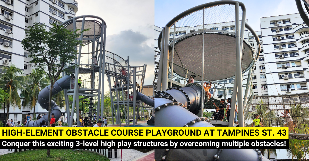 Tampines Street 43 Playground - Explore a Thrilling High-Element Obstacle Course Playground at