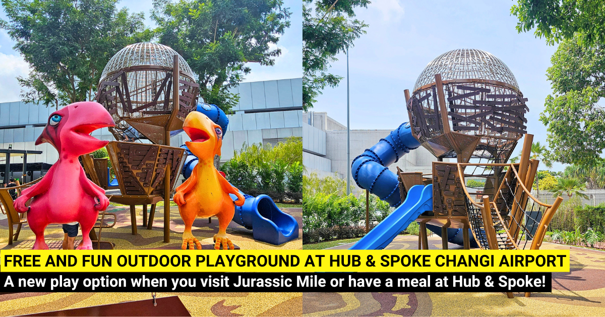 Changi Airport Hub & Spoke Outdoor Playground - A Dinosaur Lookout Pod for Play Time!