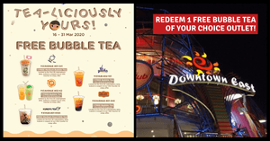 Redeem 1 Free Bubble Tea at Downtown East from 16 - 31 March | Choose from KOI, Kung Fu Tea, Each A Cup, and More!
