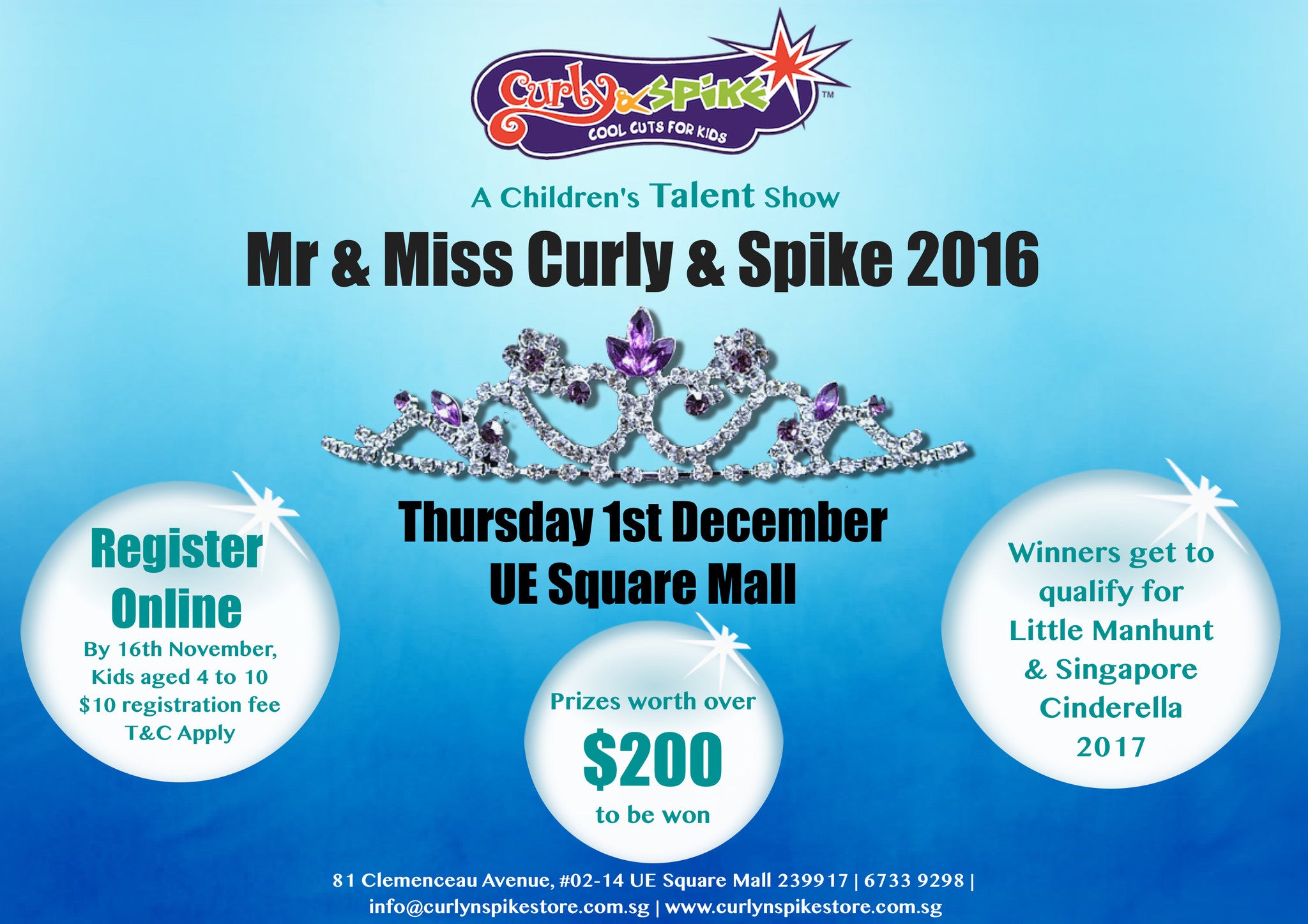 Things to do this Weekend - Mr & Miss Curly & Spike 2016 - BYKidO