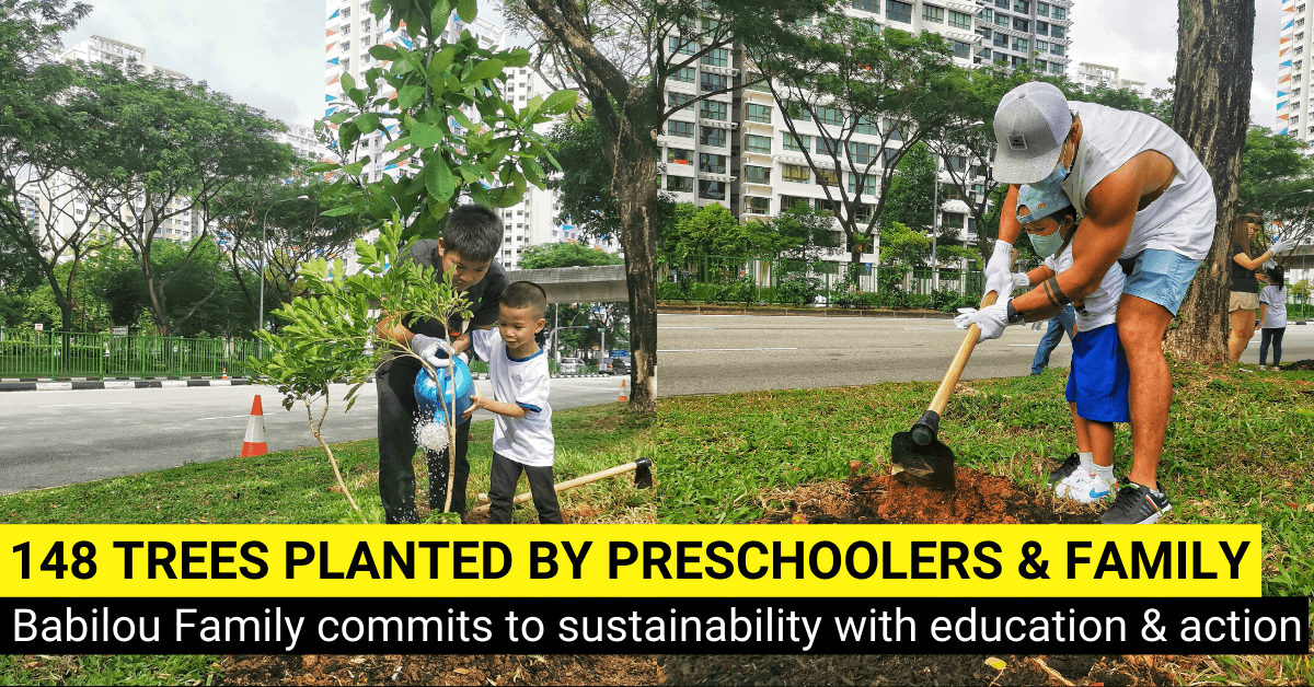 148 Trees Planted By Preschoolers From Babilou Family Singapore As Part of NParks' Plant-A-Tree Programme - BYKidO