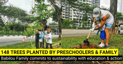 148 Trees Planted By Preschoolers From Babilou Family Singapore As Part of NParks' Plant-A-Tree Programme