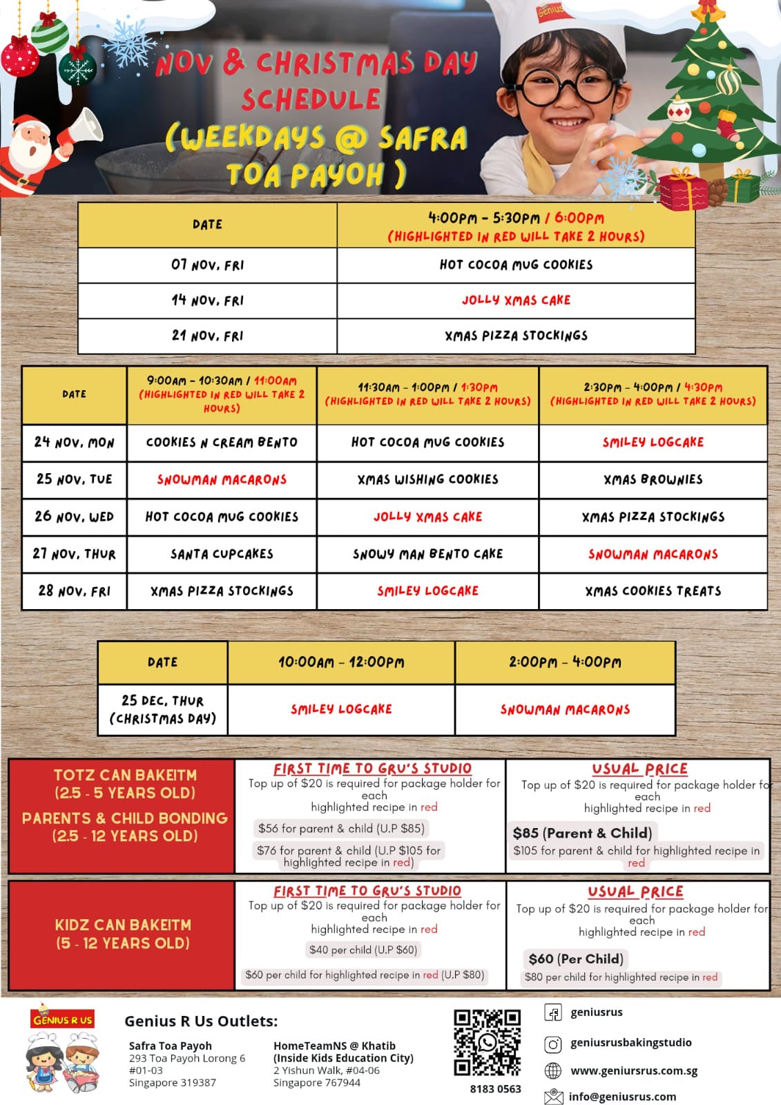 November & December Child Baking Workshop