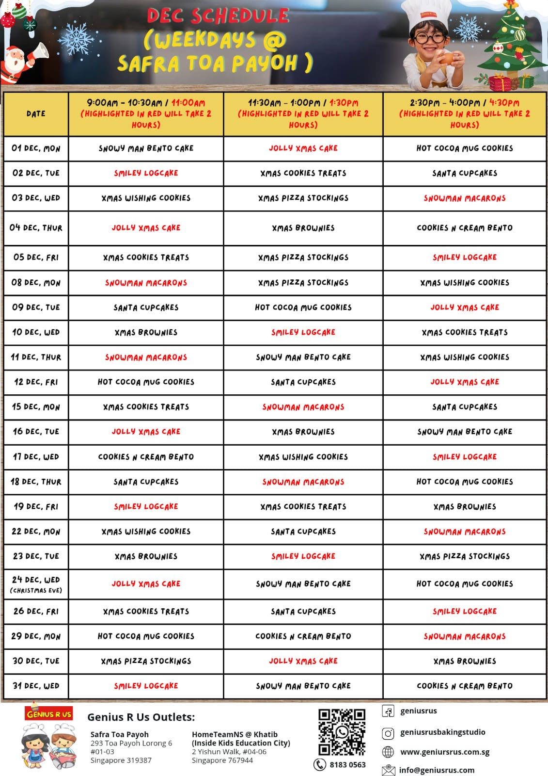 November & December Bakeout for Parent & Child