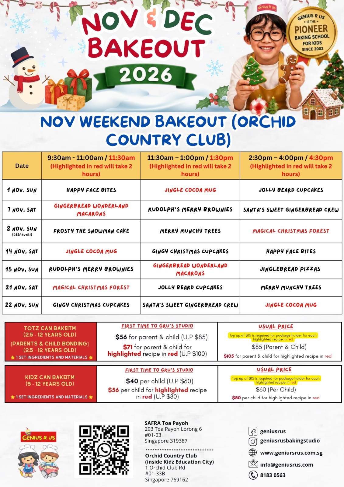 November & December Child Baking Workshop