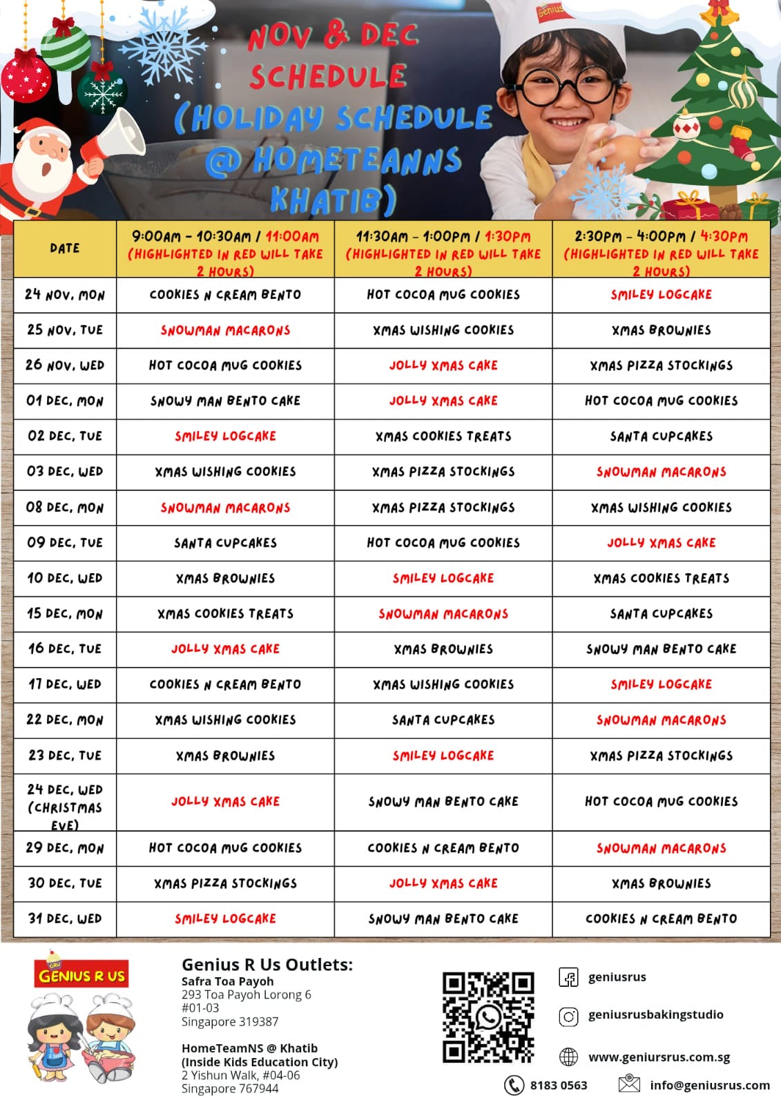 November & December Bakeout for Parent & Child