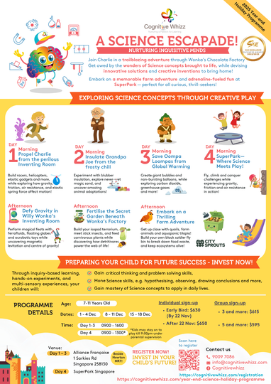 Cognitive Whizz: A Science Escapade! 4-Day Camp (7-11 Years Old)