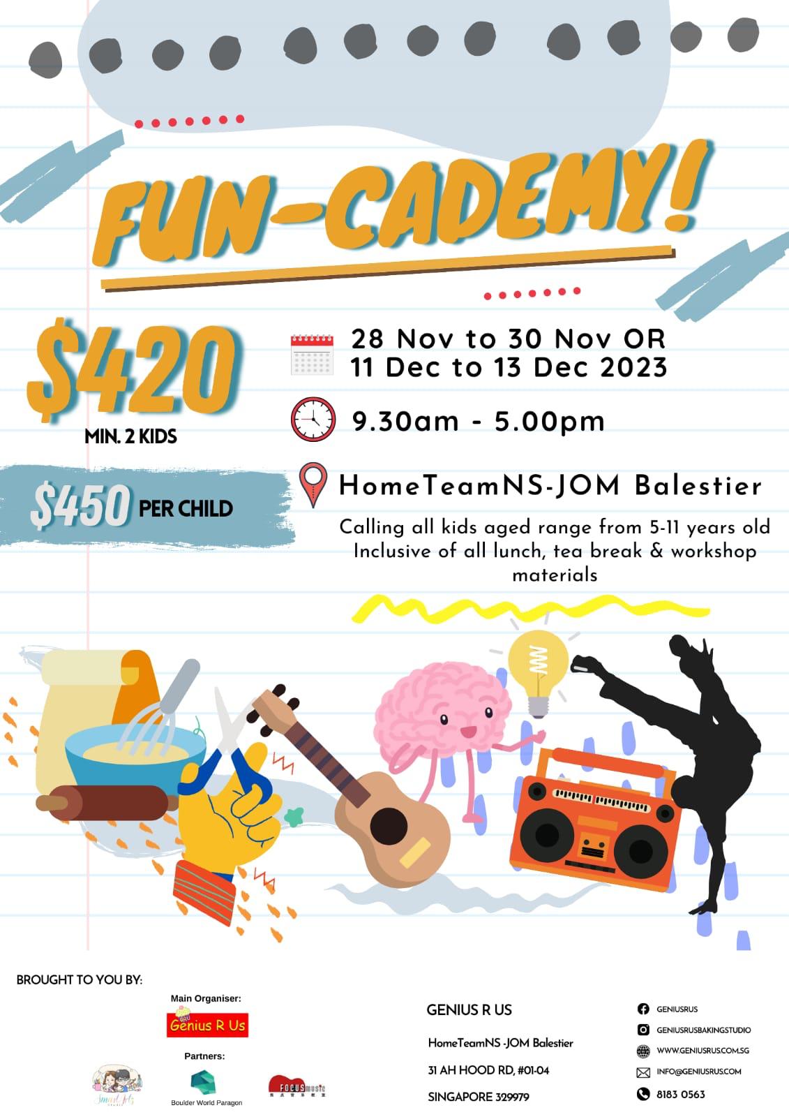 Fun-cademy: 3 Days Year-end Holiday Camp (Bake, Craft, Music and Fun for 5 - 11 Year Old)