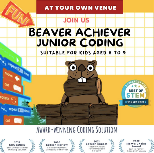 (Twin Waterfalls, Punggol) Beaver Achiever Junior Coding (6 to 9 Years Old) - BYKidO