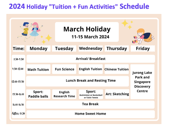March Holiday Programme: Tuition + Fun Activities (K2 - P6)