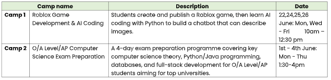 4 Days Coding Camp (13 – 17 Years Old)