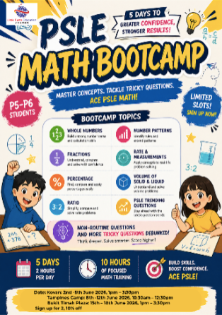 5 Days PSLE Math Intensive Camps (P5 - P6)