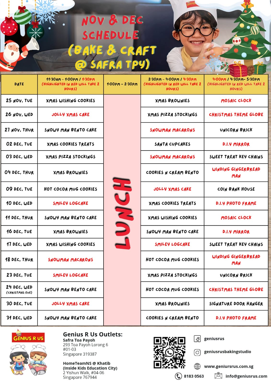 November & December Bakeout for Parent & Child