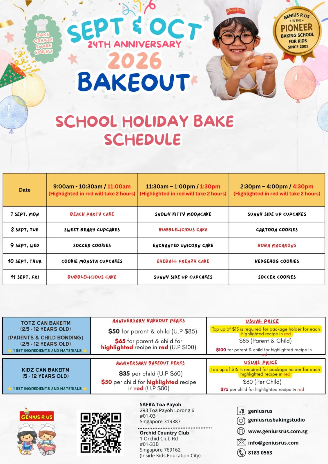 September & October Bakeout for Parent & Child