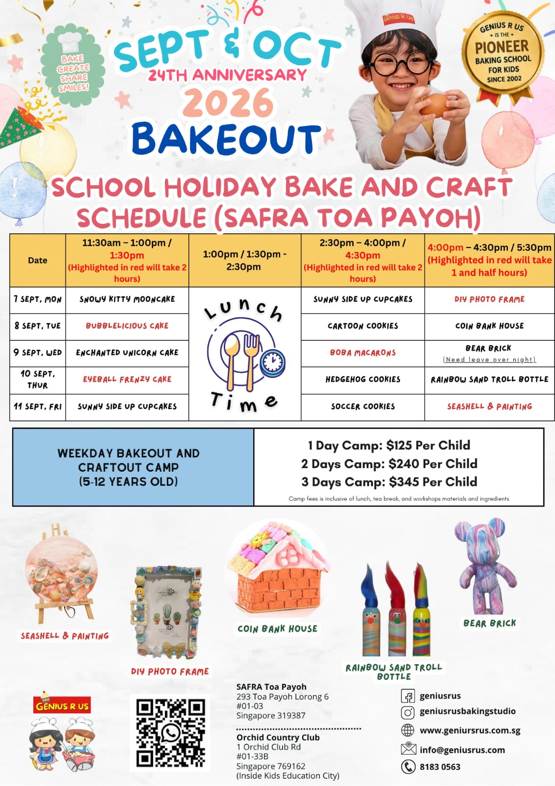 September & October Bakeout for Parent & Child