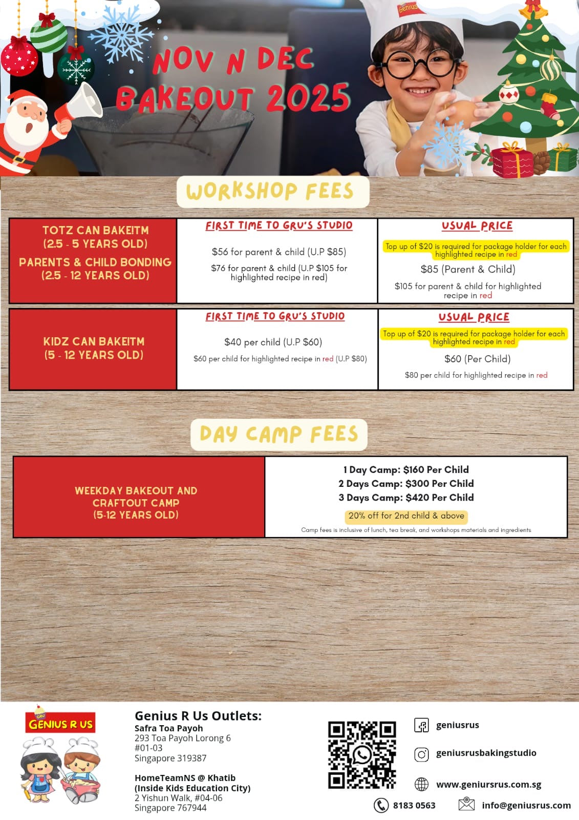 November & December Bakeout for Parent & Child